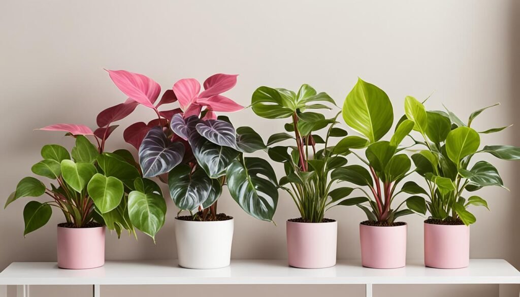 pink philodendron varieties